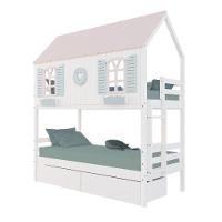 Beliche Casinha Bela Com Coração 2 Gavetas - Madeira Maciça Branco-rosa-verde Megamobilia - 2