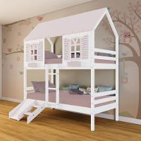 Beliche Casinha Bela Kit Escada-escorregador - Madeira Maciça Branco-rosa Megamobilia - 1