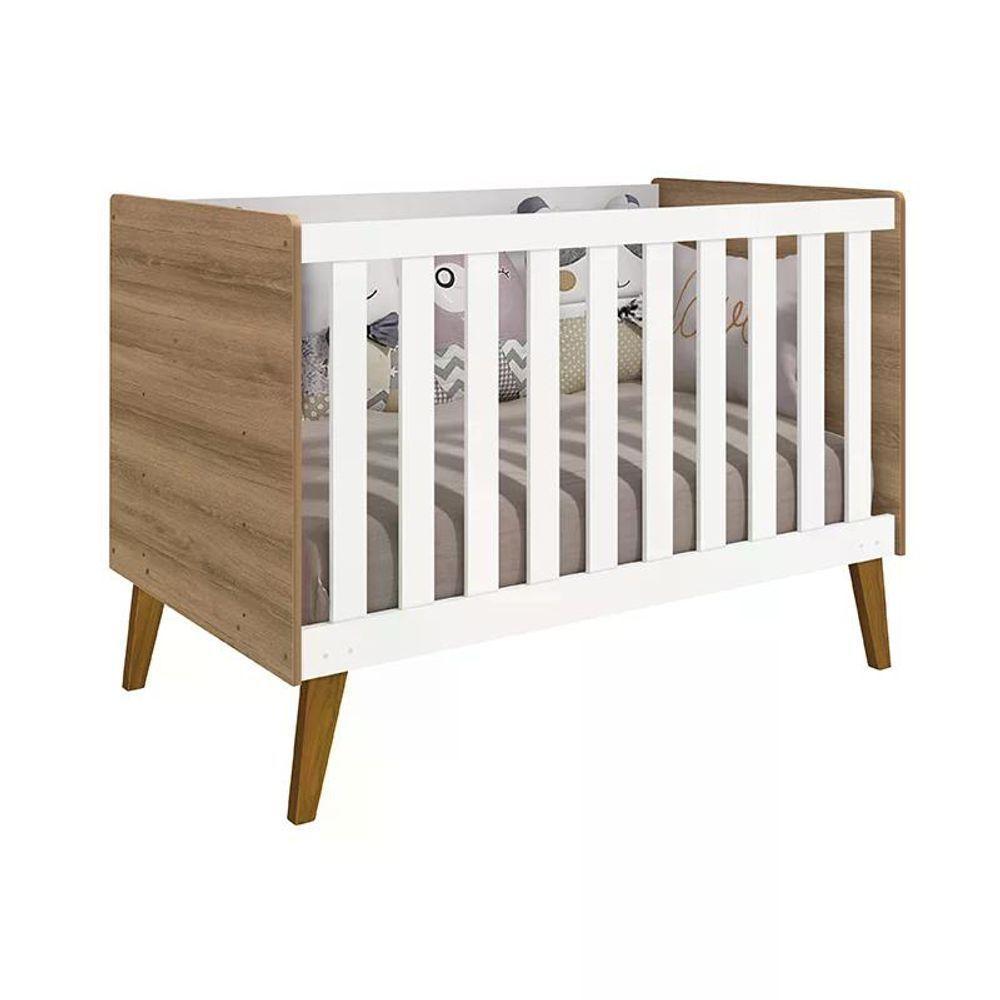 Berço Retrô Ayla Branco Fosco-mezzo Fosco Com Colchão D18 De 10cm - Reller Móveis Branco Fosco-mezzo Fosco - 3