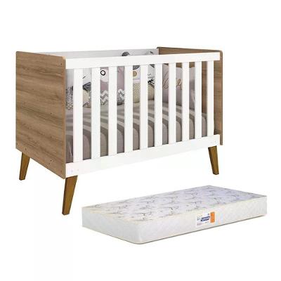 Berço Retrô Ayla Branco Fosco-mezzo Fosco Com Colchão D18 De 10cm - Reller Móveis Branco Fosco-mezzo Fosco