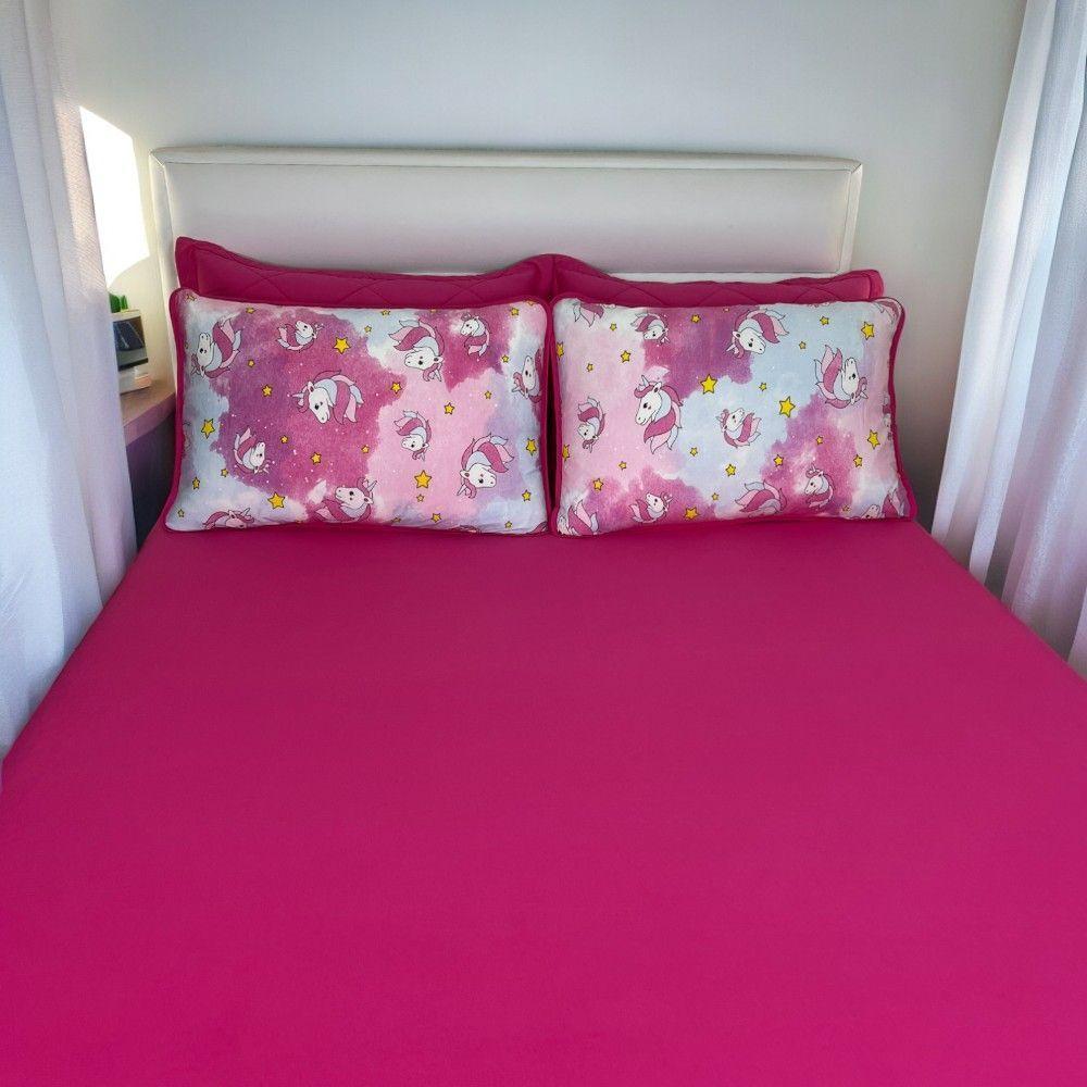 Jogo De Lençol 3 Pçs Zono Enxovais Queen Minie Estampa Unicórnio - 2