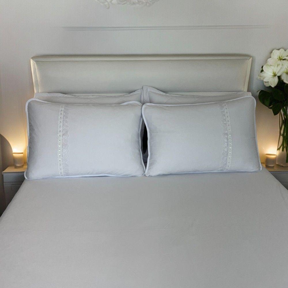 Jogo De Lençol 3 Pçs Zono Enxovais Queen Branco Estampa Branco Com Renda - 3