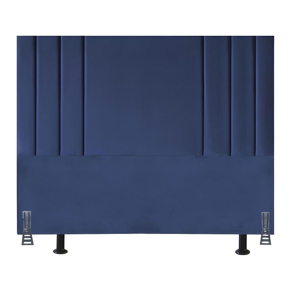 Cabeceira Estofada 160 Cm Cama Box Queen Suede Moderna Frame Azul Marinho - 2