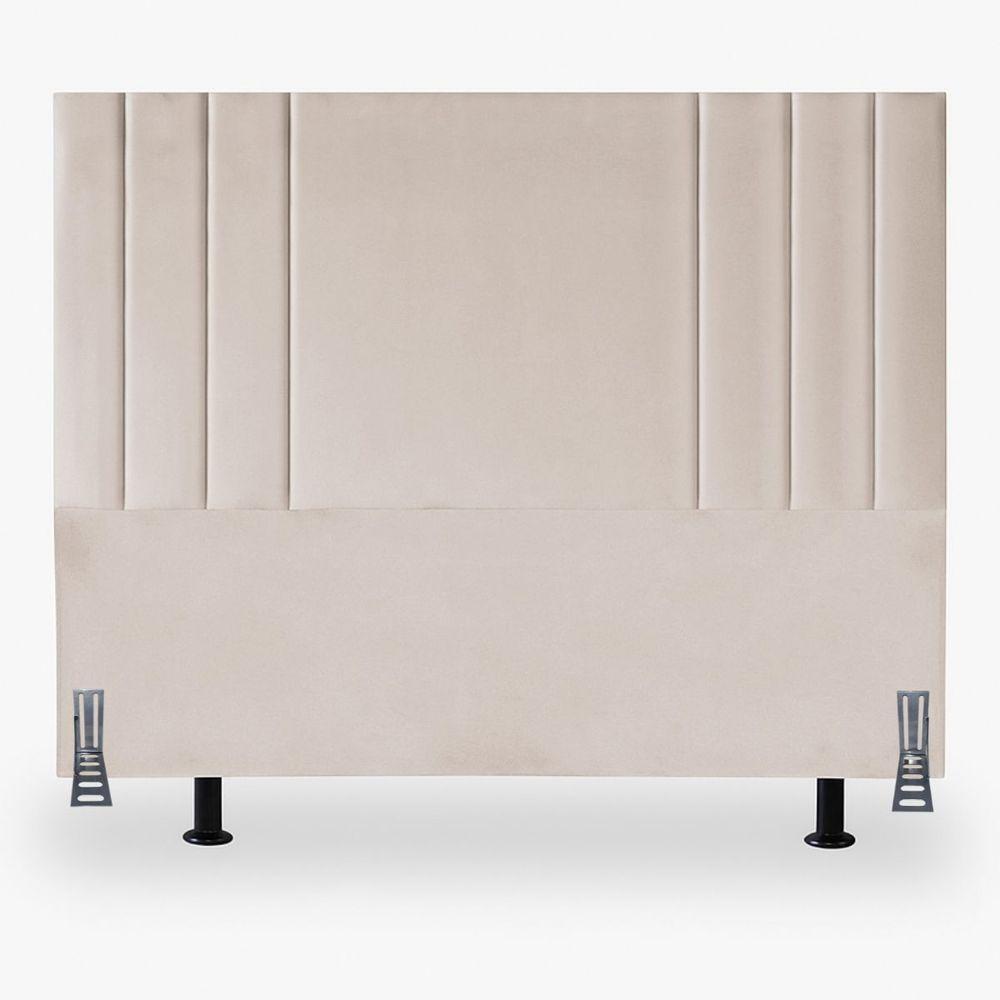 Cabeceira 140 Cm Suede Casal Frame Estofada Cama Box Moderna Bege - 1
