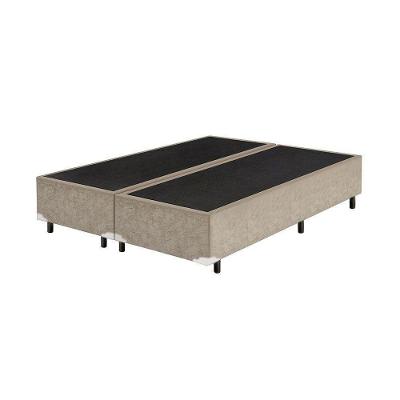Cama Base Box King Bipartido Bege Suede 38x193x203