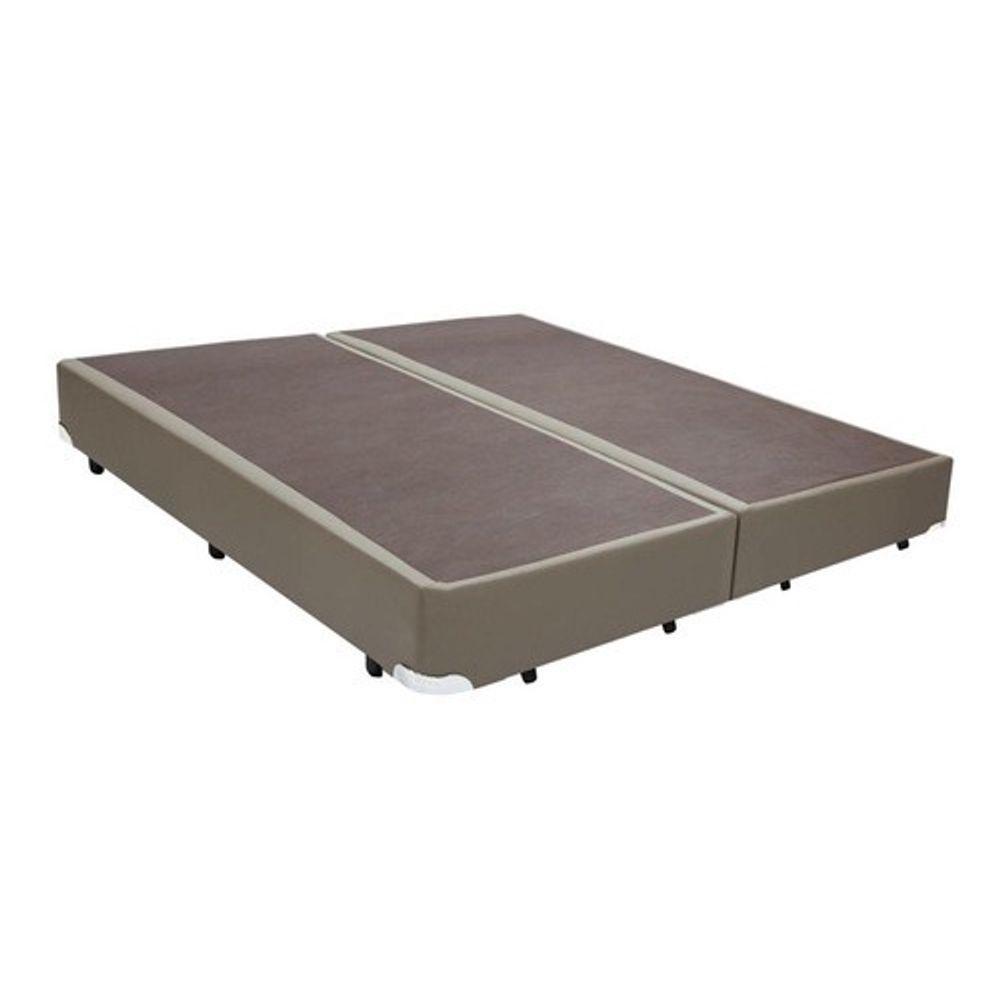Cama Base Box King Bipartido Bege Sintético 38x193x203 - 1