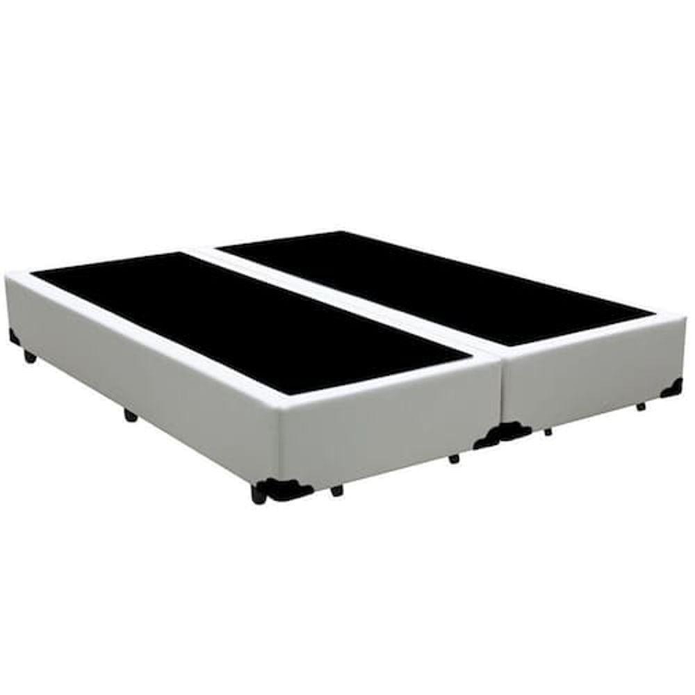 Cama Base Box Casal Bipartido Suede Branco 30x138x188 - 2