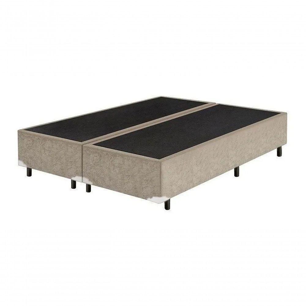 Base Box Casal Bipartido 138x188 Suede Bege - 3