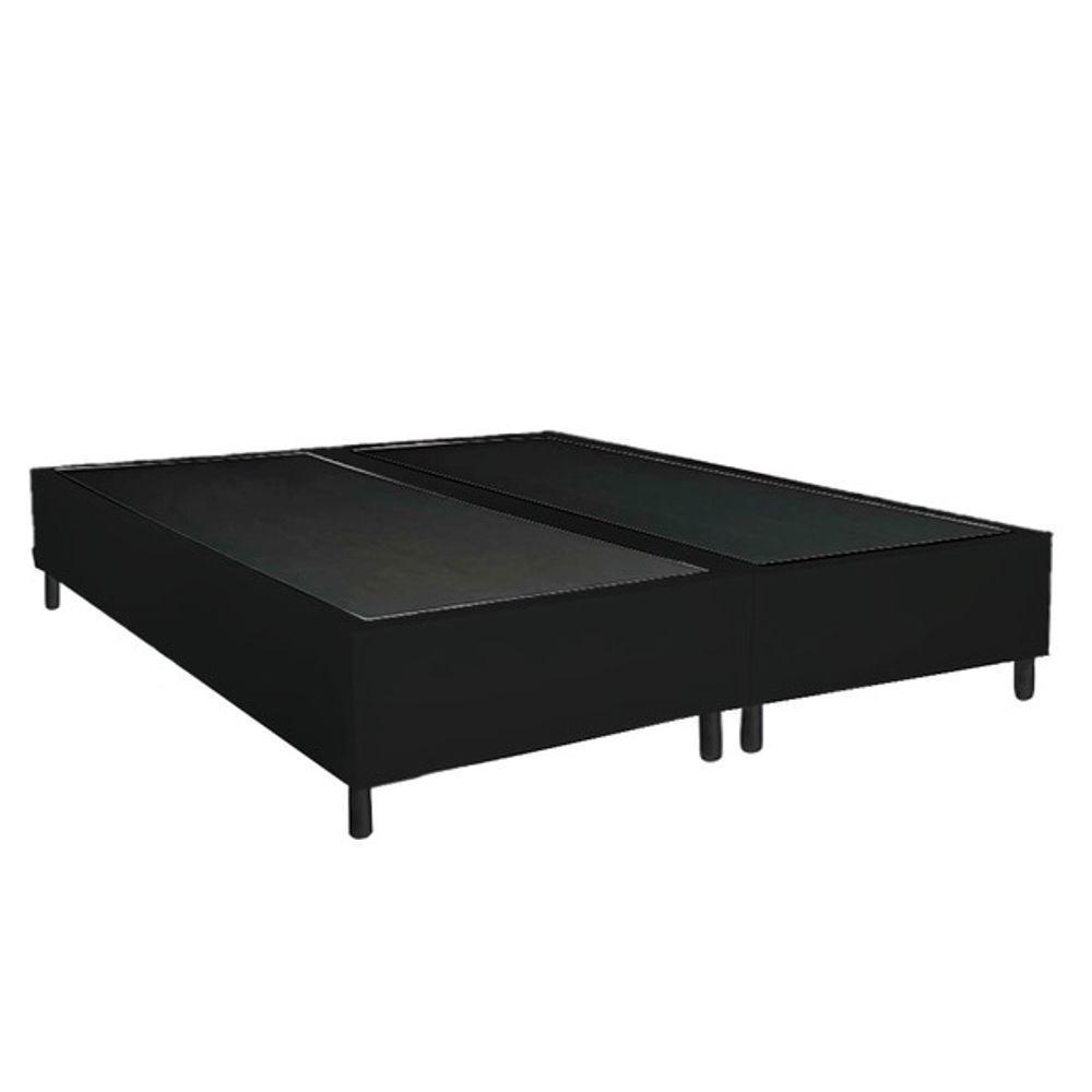 Cama Base Box Casal Bipartido Preto Sintético 30x138x188 - 3