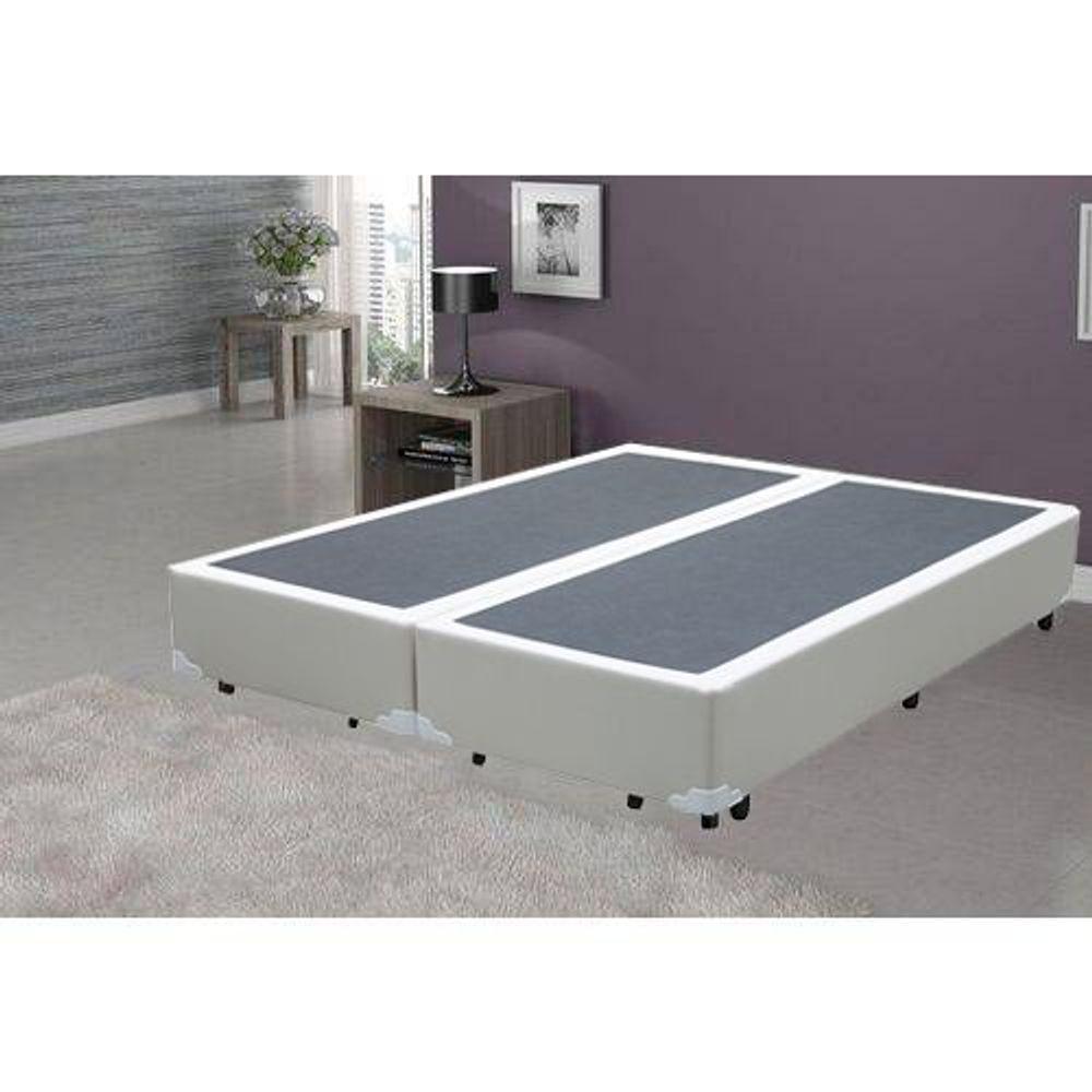 Cama Base Box Queen Bipartido Sintético Branco 38x158x198 - 2