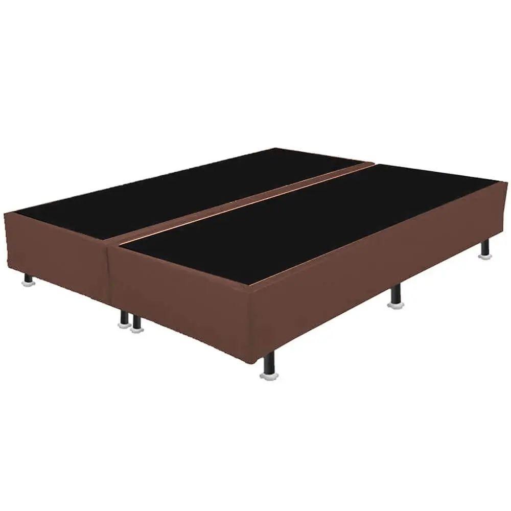 Base Box Queen Bipartido Suede Marrom 38x158x198 - 1