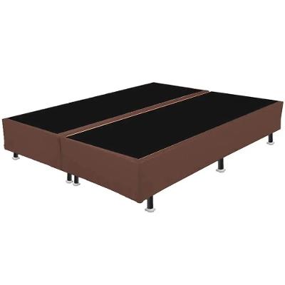 Base Box Queen Bipartido Suede Marrom 38x158x198