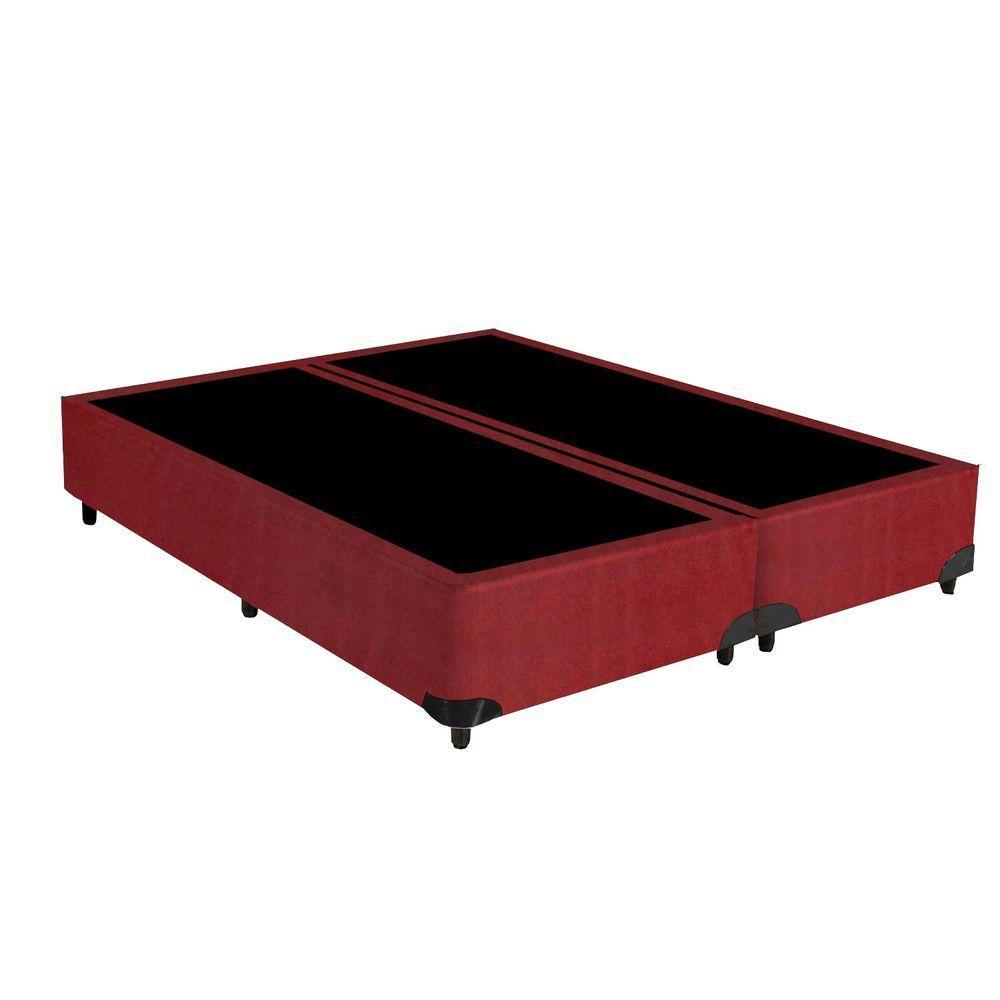 Base Box Queen Bipartido Suede Vermelho 38x158x198 - 1