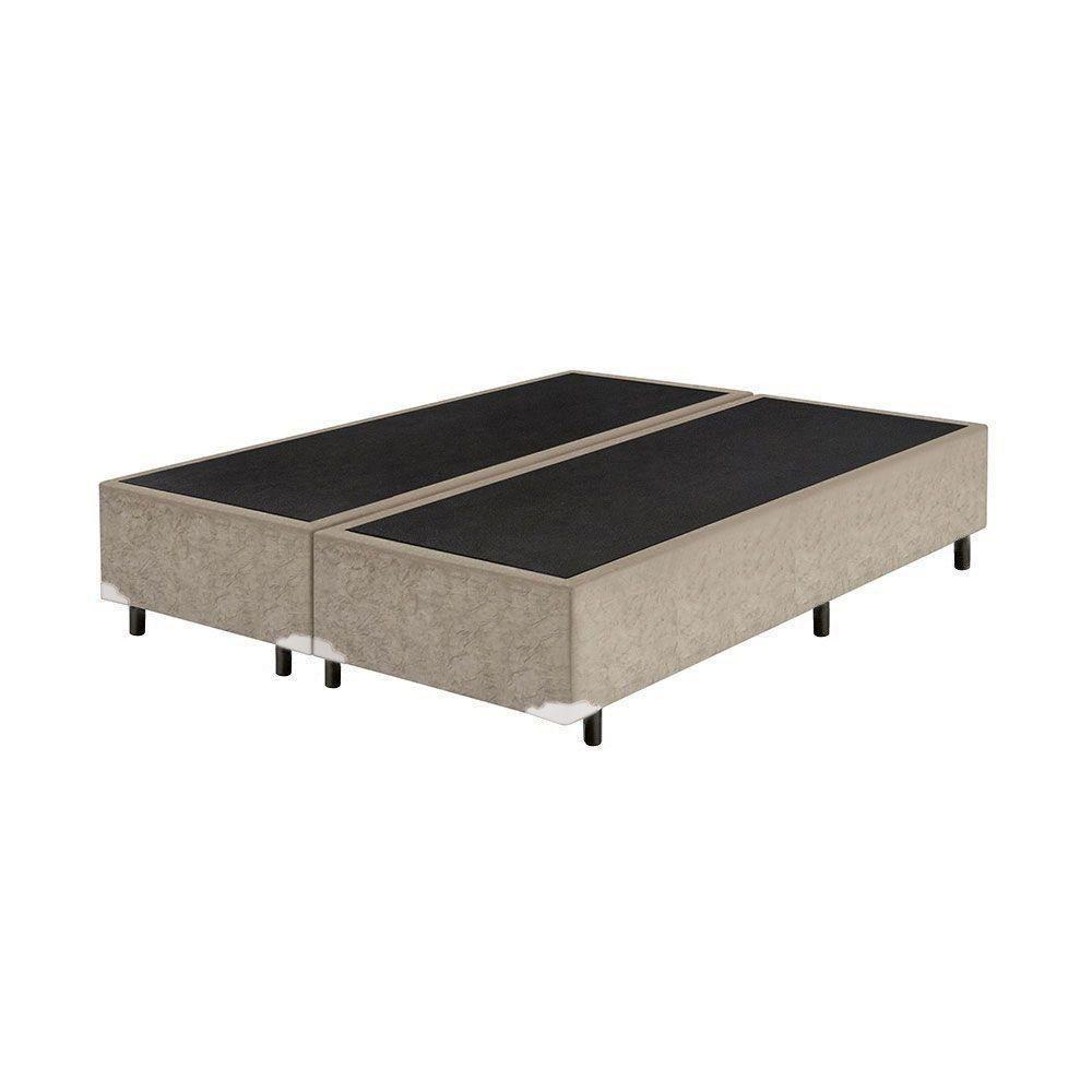 Base Box Queen Bipartido Bege Suede 38x158x198 - 2