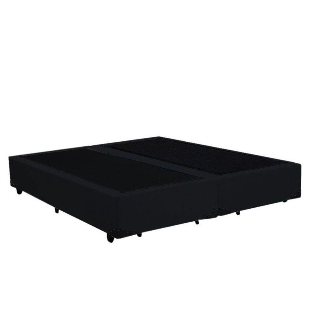 Base Box Queen Bipartido Suede Preto 38x158x198 - 1