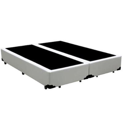 Base Box Queen Bipartido Suede Branco 38x158x198
