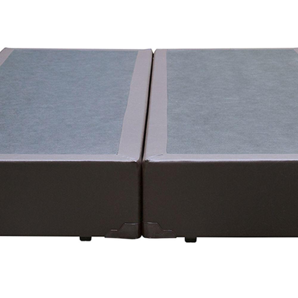 Cama Base Box King Bipartido Sintético Marrom 38x193x203 - 3