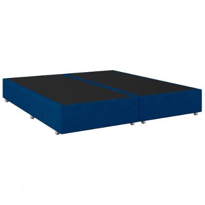 Cama Base Box King Bipartido Suede Azul 38x193x203
