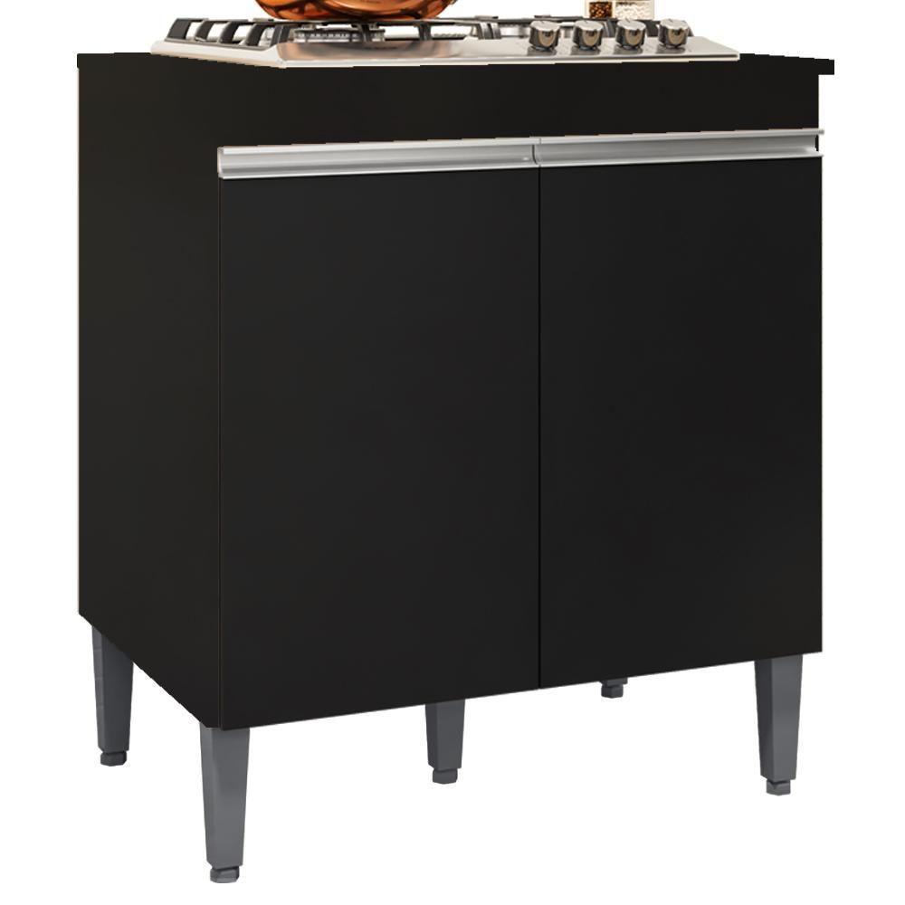 Balcao Com Tampo Para Cooktop 2 Pt 79 Cm Andreia Preto Reajl Moveis Preto - 1