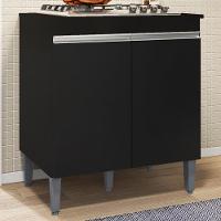 Balcao Com Tampo Para Cooktop 2 Pt 79 Cm Andreia Preto Reajl Moveis Preto - 2