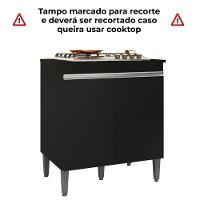 Balcao Com Tampo Para Cooktop 2 Pt 79 Cm Andreia Preto Reajl Moveis Preto - 5
