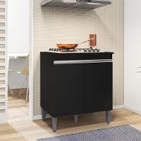 Balcao Com Tampo Para Cooktop 2 Pt 79 Cm Andreia Preto Reajl Moveis Preto - 6