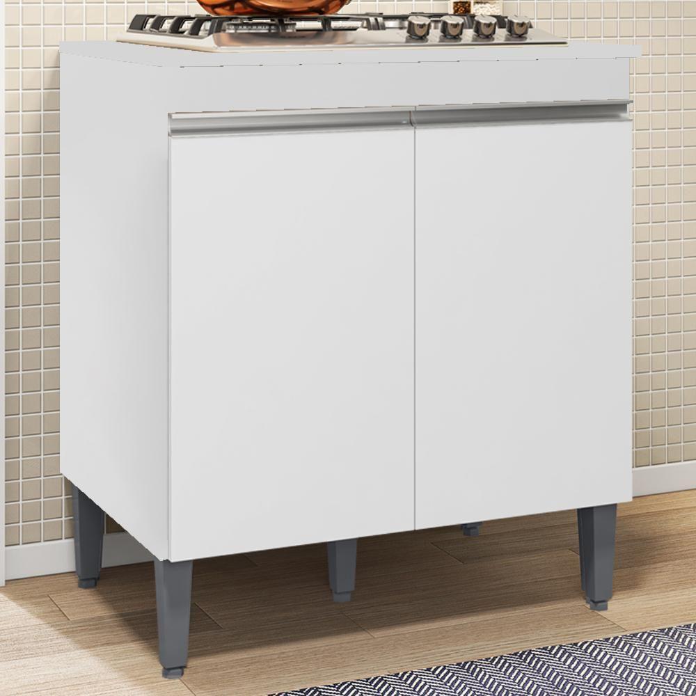 Balcao Com Tampo Para Cooktop 2 Pt 79 Cm Andreia Branco Reajl Moveis Branco - 2