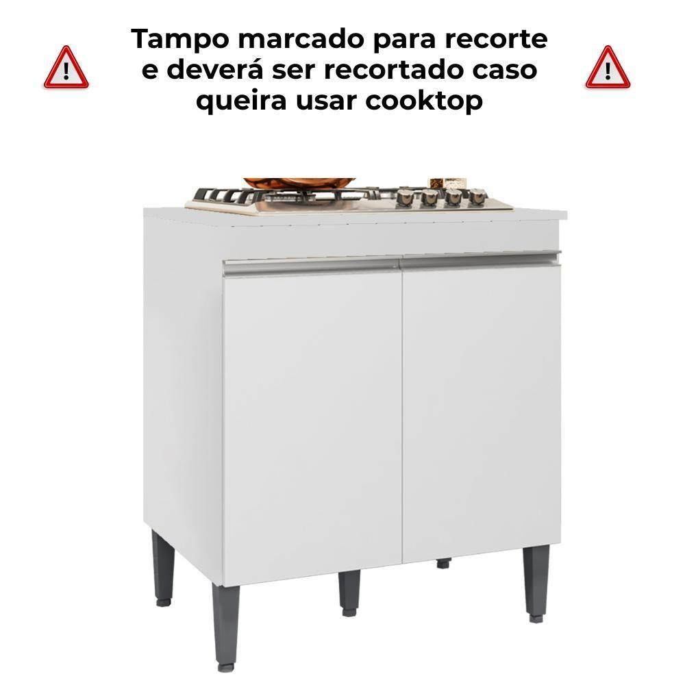 Balcao Com Tampo Para Cooktop 2 Pt 79 Cm Andreia Branco Reajl Moveis Branco - 5