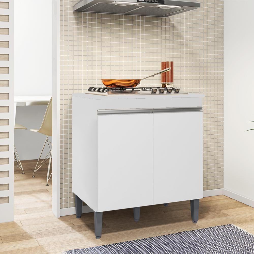 Balcao Com Tampo Para Cooktop 2 Pt 79 Cm Andreia Branco Reajl Moveis Branco - 6