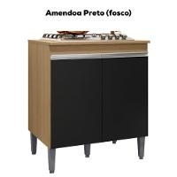 Balcao Com Tampo Para Cooktop 2 Pt 79 Cm Andreia Amendoa Preto Reajl Moveis Amendoa Preto