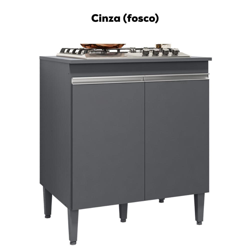 Balcao Com Tampo Para Cooktop 2 Pt 79 Cm Andreia Cinza Reajl Móveis Cinza - 4