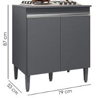Balcao Com Tampo Para Cooktop 2 Pt 79 Cm Andreia Cinza Reajl Móveis Cinza - 3