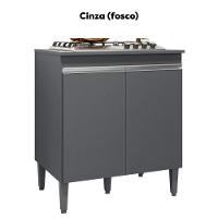 Balcao Com Tampo Para Cooktop 2 Pt 79 Cm Andreia Cinza Reajl Móveis Cinza