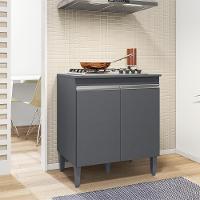 Balcao Com Tampo Para Cooktop 2 Pt 79 Cm Andreia Cinza Reajl Móveis Cinza - 6