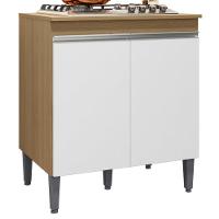 Balcao Com Tampo Para Cooktop 2 Pt 79 Cm Andreia Amendoa Branco Reajl Moveis Amendoa Branco - 1