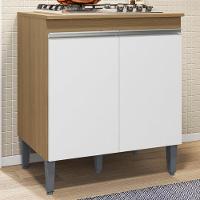 Balcao Com Tampo Para Cooktop 2 Pt 79 Cm Andreia Amendoa Branco Reajl Moveis Amendoa Branco - 2