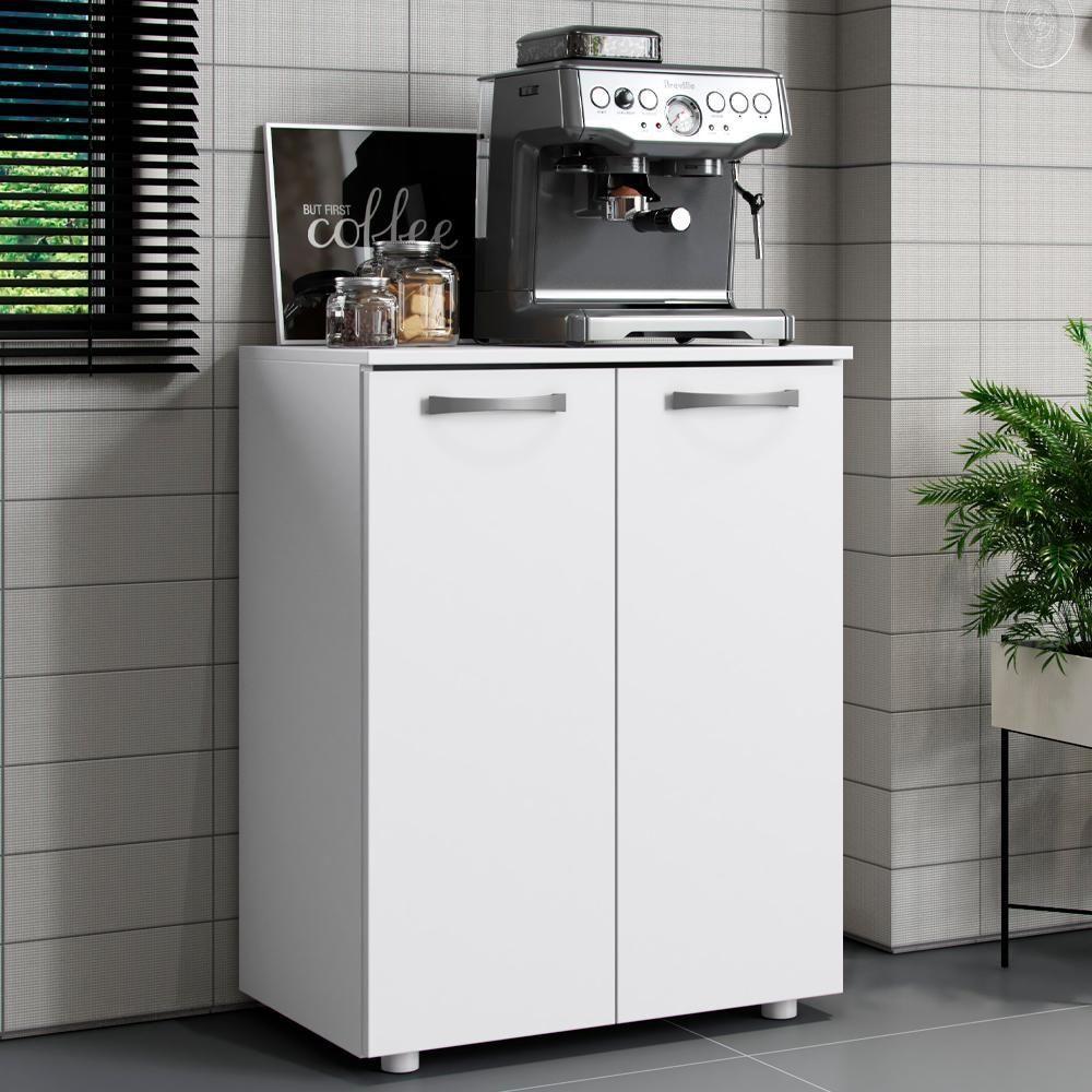 Balcao Com Tampo 2 Portas 61 Cm Mdp Denver Branco Armoveis Branco - 2