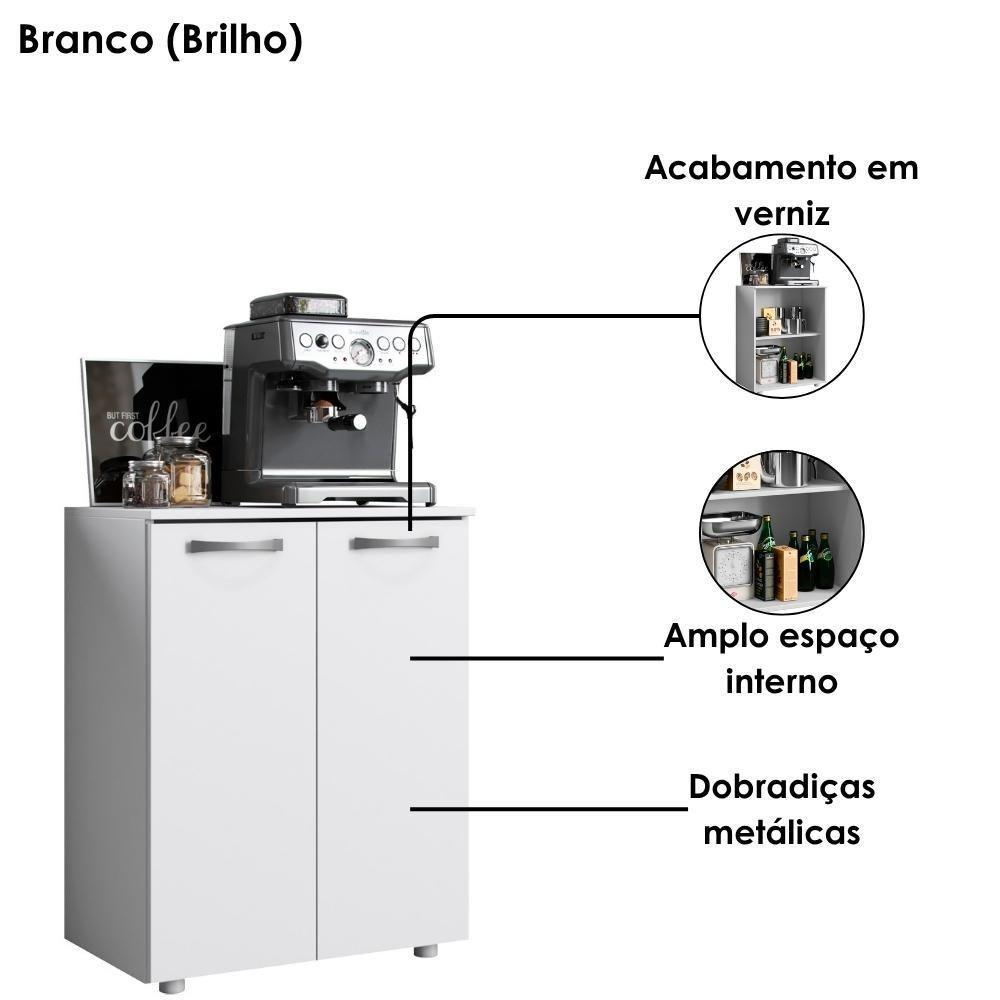 Balcao Com Tampo 2 Portas 61 Cm Mdp Denver Branco Armoveis Branco - 5