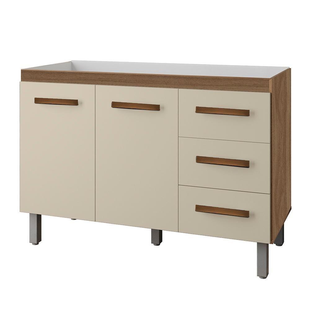 Balcao Para Pia 3g 2p 120 Cm Bianca Savana Off White Mobbs Savana Off White - 1