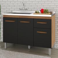 Balcao Para Pia 3p 1g 120 Cm Anita Savana Preto Mobbs Savana Preto - 2