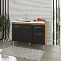 Balcao Para Pia 3p 1g 120 Cm Anita Savana Preto Mobbs Savana Preto - 6