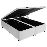 Cama Box Baú Casal Bipartida Sintético Branco 138x188 - 2