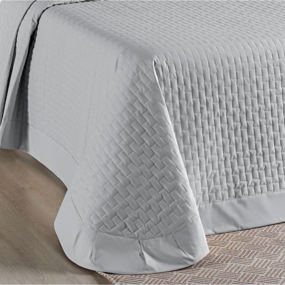 Cobre Leito Queen Madri Percal 200 Fios 100% Algodão 3 Peças - Cinza - 2