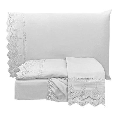 Jogo De Lençol Casal Padrão Lauren 300 Fios 4 Peças - Branco