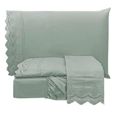 Jogo De Lençol Casal Padrão Lauren 300 Fios 4 Peças - Chumbo