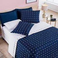 Cobre Leito Queen Petit Poa Micropercal 200 Fios Dupla Face 3 Peças - Marinho - 1