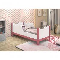 Cama Infantil Cristal 100% Mdf Com Grade De Proteção + Colchão 150x70 D18 Inmetro Branco/rosa - 2