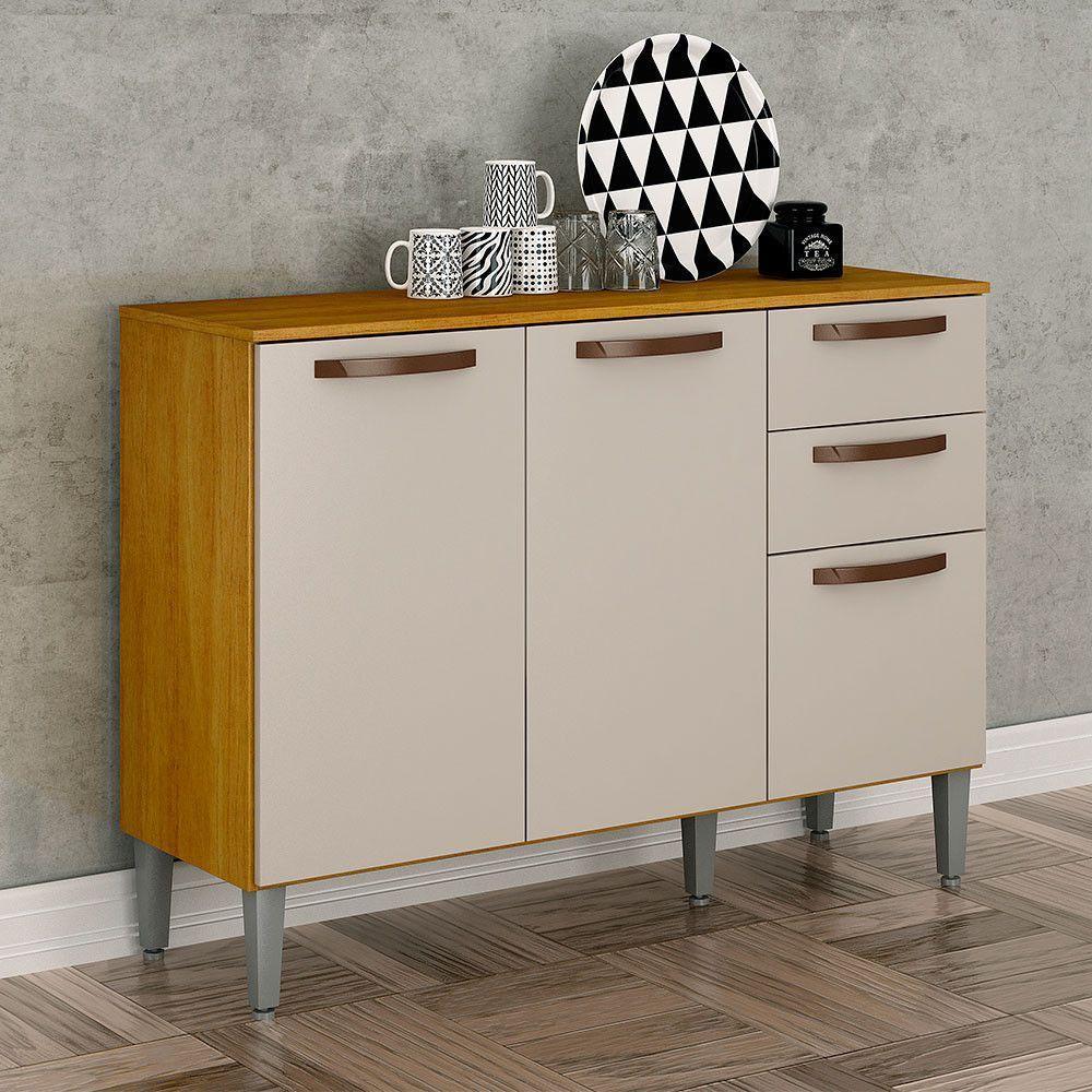 Balcão De Cozinha Alba Com 3 Portas E 2 Gavetas Mobilihouse Cinamomo/off White - 2