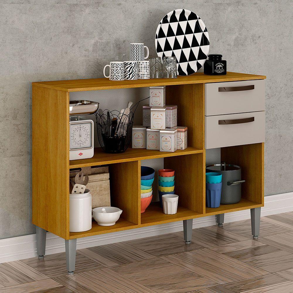 Balcão De Cozinha Alba Com 3 Portas E 2 Gavetas Mobilihouse Cinamomo/off White - 3