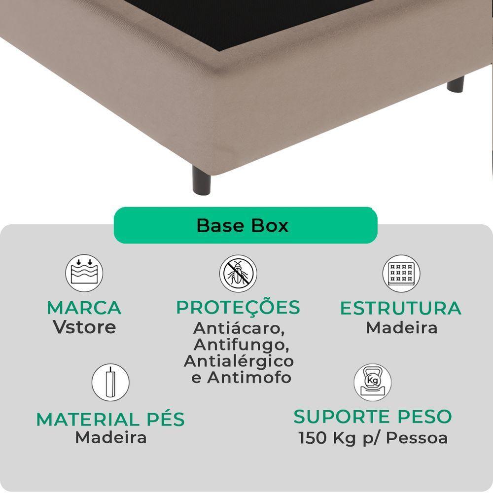 Cama Box Solteiro Bege V-store 78x188x44 - 2